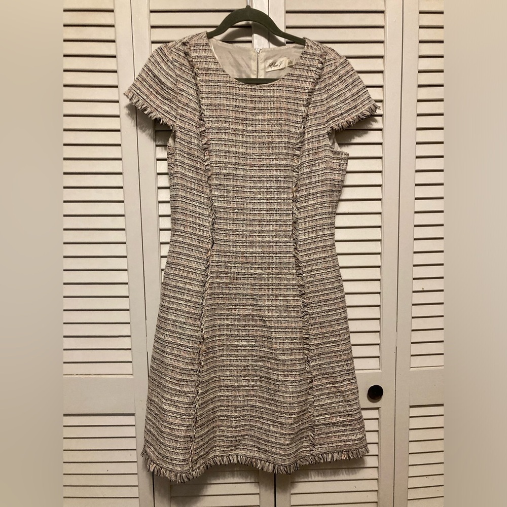 Eliza J Black And Pink Tweed Confetti Fleck Sheath Mini Dress Size 8